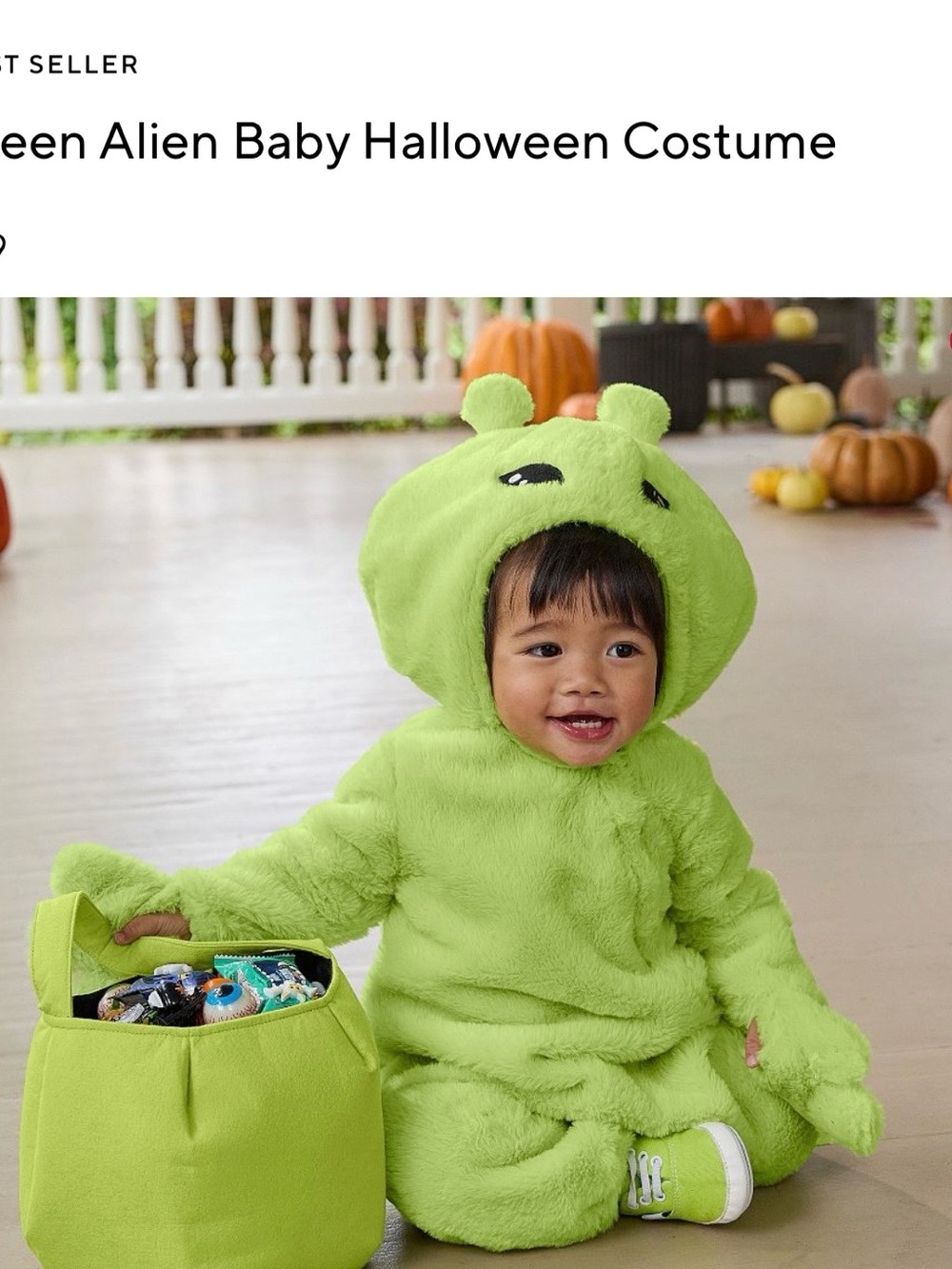 Pottery Barn Kids Green Alien Baby Halloween Costume - Picture 2 of 6